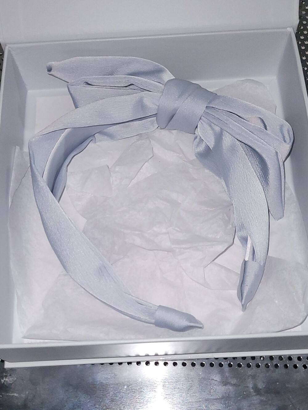 Kristin Ess Hair Light Blue Satin Bow Headband for Women